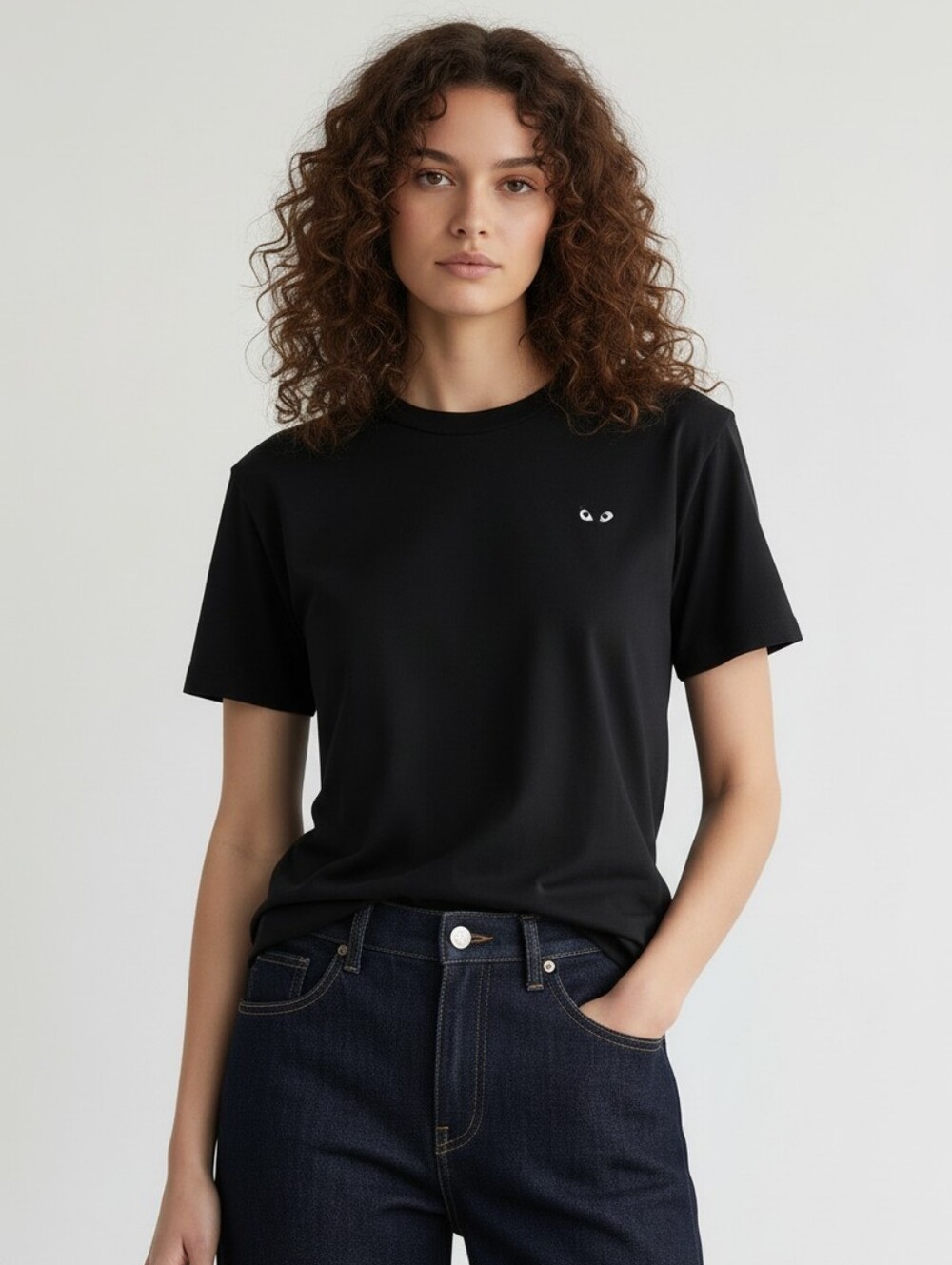 Comme des Garcons PLAY Black T Shirt with Embroidered Heart